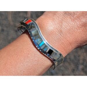Handmade Navajo Sterling Silver Wavy Cuff Bracelet Signed Ed Becenti Native ***